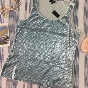 The Limited Mint Blue Sequin Tank Top Sz Large